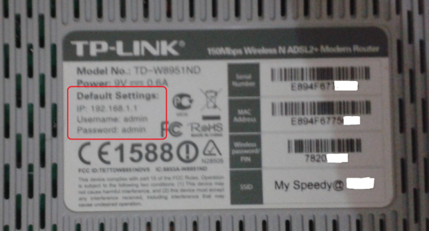 Tampilan belakang modem TP LINK TD-W8951ND